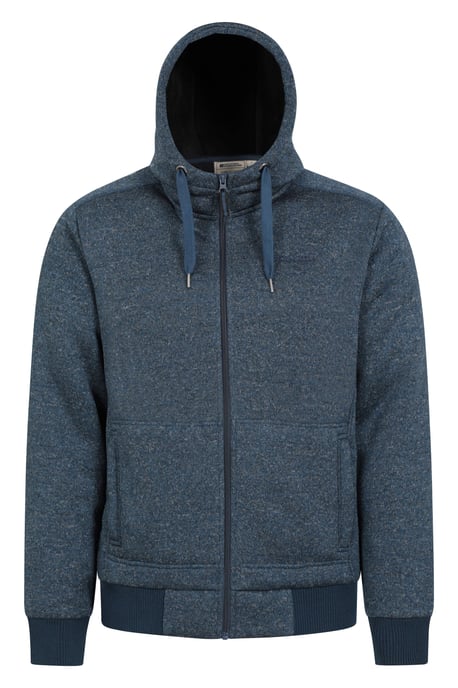 'Nevis' Men's Fur Lined Hoodie Adjustable Hood Soft Fleece Warm Cosy Jumper Dark Blue - Image 4