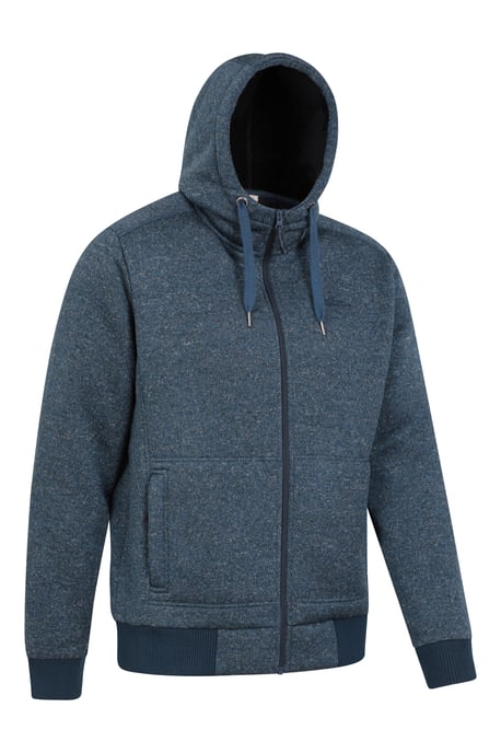 'Nevis' Men's Fur Lined Hoodie Adjustable Hood Soft Fleece Warm Cosy Jumper Dark Blue - Image 5
