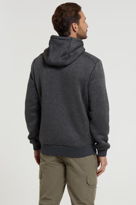 'Nevis' Men's Fur Lined Hoodie Adjustable Hood Soft Fleece Warm Cosy Jumper Black - Image 4