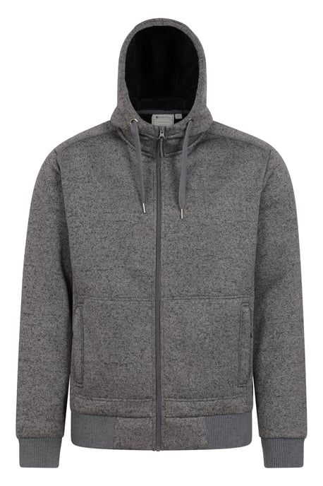 'Nevis' Men's Fur Lined Hoodie Adjustable Hood Soft Fleece Warm Cosy Jumper Black - Image 5