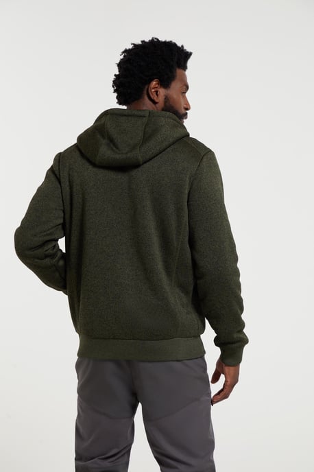 'Nevis' Men's Fur Lined Hoodie Adjustable Hood Soft Fleece Warm Cosy Jumper Forest Green - Image 5