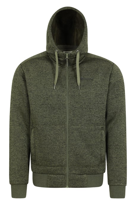 'Nevis' Men's Fur Lined Hoodie Adjustable Hood Soft Fleece Warm Cosy Jumper Forest Green - Image 6
