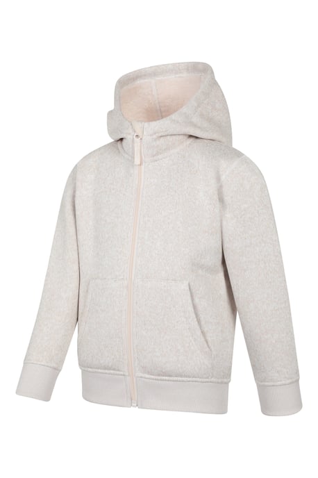 'Nevis' Kids Hoodie with Side Pockets Fur Lined Full Zip Winter Warm Jumper Ecru - Image 4