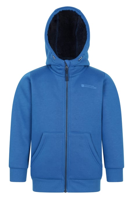 'Nordic II' Kids Full Zip Hoodie Sherpa Fleece Lined Winter Warm Jumper Blue - Image 1