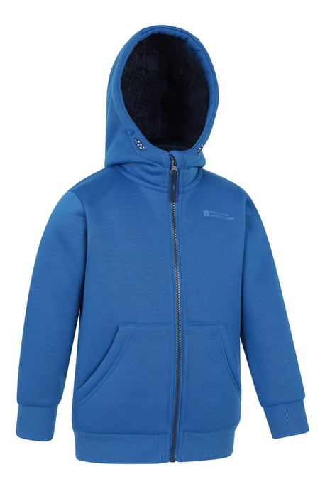 'Nordic II' Kids Full Zip Hoodie Sherpa Fleece Lined Winter Warm Jumper Blue - Image 2