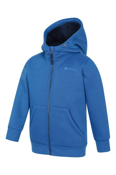 'Nordic II' Kids Full Zip Hoodie Sherpa Fleece Lined Winter Warm Jumper Blue - Image 4
