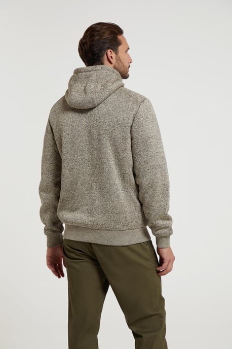'Nevis' Men's Fur Lined Hoodie Adjustable Hood Soft Fleece Warm Cosy Jumper Beige - Image 4
