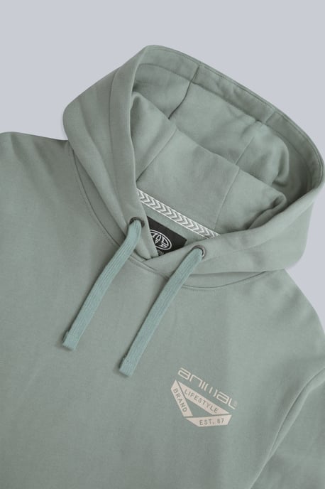 'River' Men's Hoodie Drawcord Adjustable Hood Cosy Pullover Pale Green - Image 3