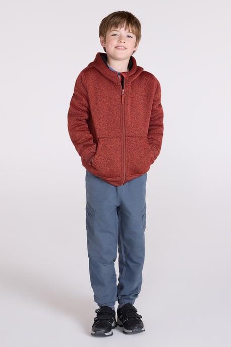 'Nevis' Kids Hoodie with Side Pockets Fur Lined Full Zip Winter Warm Jumper Rust - Image 2