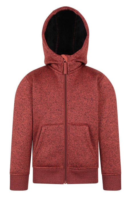 'Nevis' Kids Hoodie with Side Pockets Fur Lined Full Zip Winter Warm Jumper Rust - Image 5