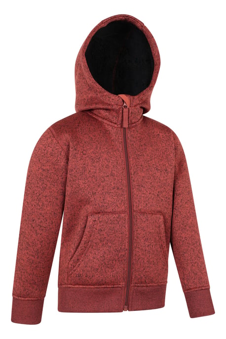 'Nevis' Kids Hoodie with Side Pockets Fur Lined Full Zip Winter Warm Jumper Rust - Image 6