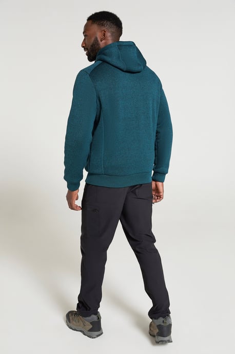 'Nevis' Men's Fur Lined Hoodie Adjustable Hood Soft Fleece Warm Cosy Jumper Indigo Blue - Image 3