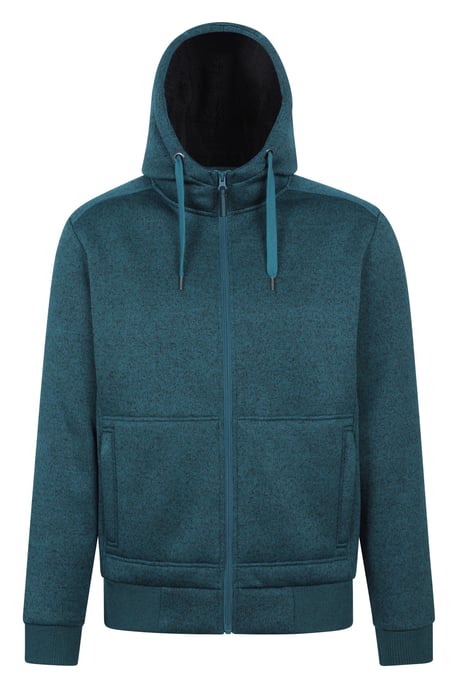 'Nevis' Men's Fur Lined Hoodie Adjustable Hood Soft Fleece Warm Cosy Jumper Indigo Blue - Image 5