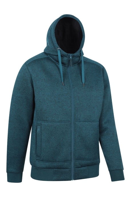 'Nevis' Men's Fur Lined Hoodie Adjustable Hood Soft Fleece Warm Cosy Jumper Indigo Blue - Image 6