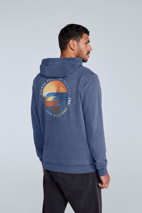 'River' Men's Hoodie Drawcord Adjustable Hood Cosy Pullover Blue - Image 2