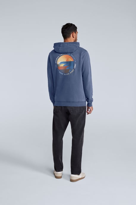 'River' Men's Hoodie Drawcord Adjustable Hood Cosy Pullover Blue - Image 4