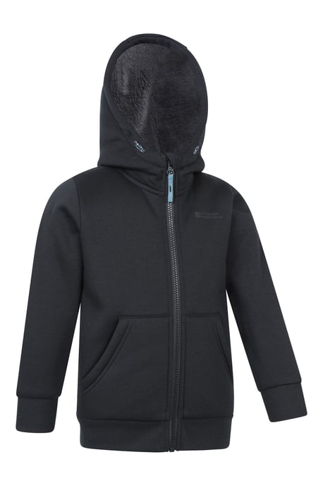 'Nordic II' Kids Full Zip Hoodie Sherpa Fleece Lined Winter Warm Jumper Black - Image 2