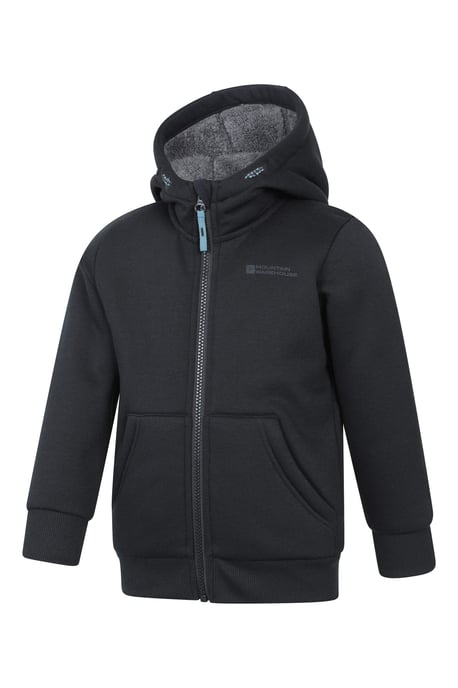 'Nordic II' Kids Full Zip Hoodie Sherpa Fleece Lined Winter Warm Jumper Black - Image 4