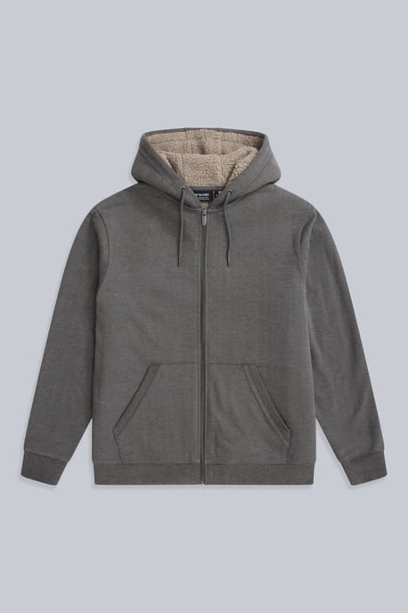 'Samuel' Men's Hoodie Sherpa Lined Drawcord Adjustable Hood Cosy Jumper Forest Green - Image 4