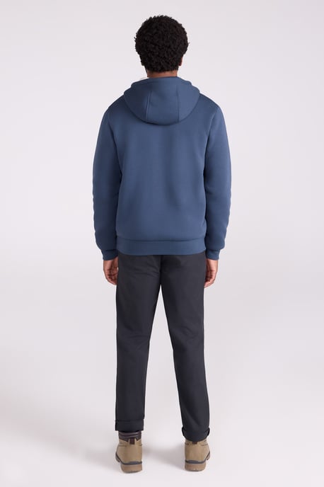 'Dalton' Men's Hoodie with Zip Closure Borg Lined Casual Cosy Jumper Navy - Image 4