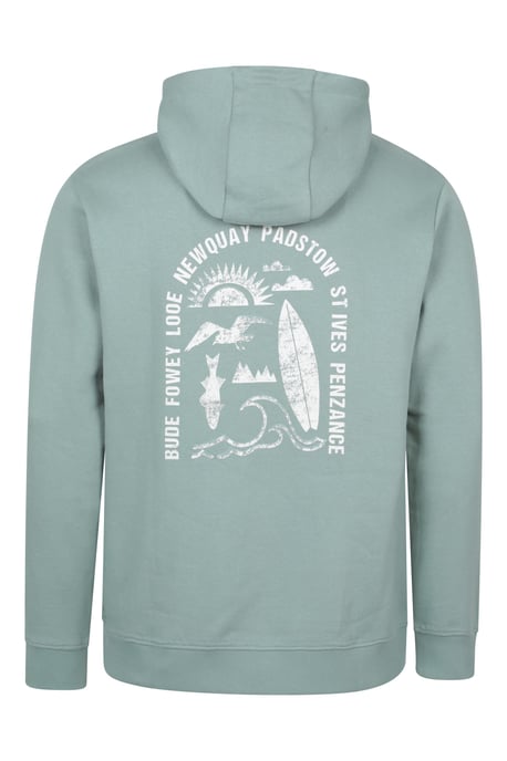 'Regional' Men's Cornwall Graphic Overhead Hoodie Drawcord Warm Cosy Pullover Olive - Image 3