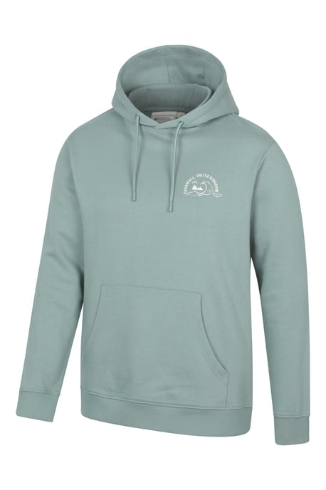 'Regional' Men's Cornwall Graphic Overhead Hoodie Drawcord Warm Cosy Pullover Olive - Image 4