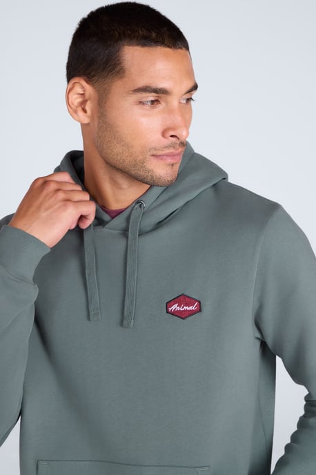 'River' Men's Hoodie Drawcord Adjustable Hood Cosy Pullover Green - Image 3