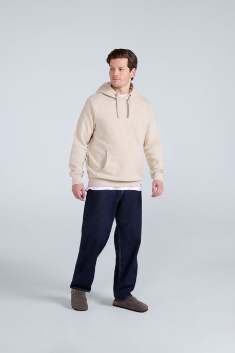 'River' Men's Hoodie Drawcord Adjustable Hood Cosy Pullover Ecru - Image 3