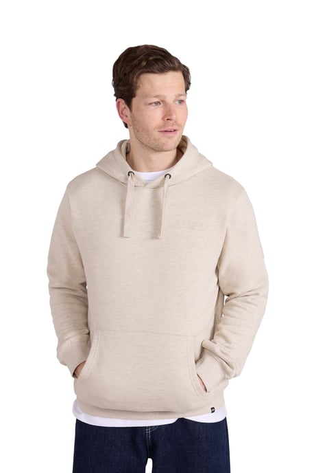'River' Men's Hoodie Drawcord Adjustable Hood Cosy Pullover Ecru - Image 5