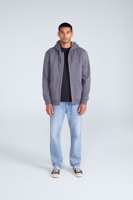'Samuel' Men's Hoodie Sherpa Lined Drawcord Adjustable Hood Cosy Jumper Charcoal - Image 2