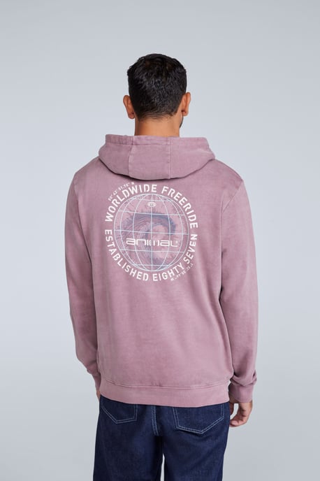 'River' Men's Hoodie Drawcord Adjustable Hood Cosy Pullover Purple - Image 3