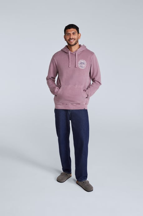 'River' Men's Hoodie Drawcord Adjustable Hood Cosy Pullover Purple - Image 4