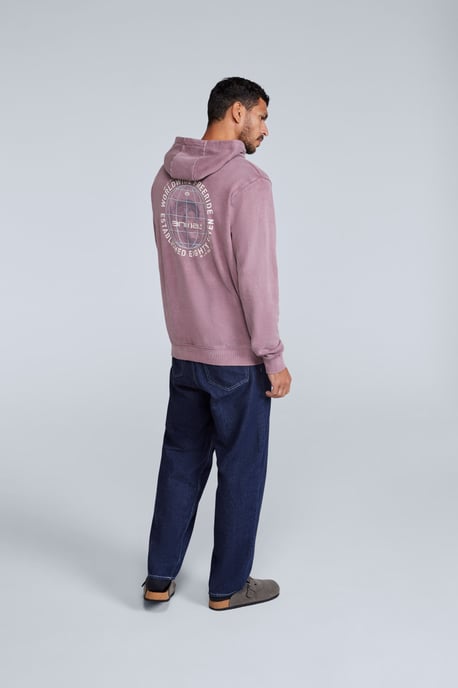 'River' Men's Hoodie Drawcord Adjustable Hood Cosy Pullover Purple - Image 5