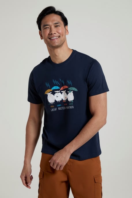 Great British Weather Men's T-Shirt Breathable Summer Casual Tee Navy - Image 1