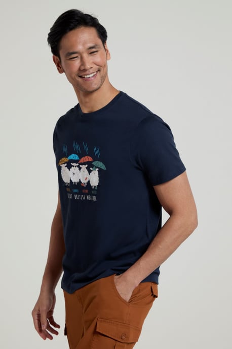 Great British Weather Men's T-Shirt Breathable Summer Casual Tee Navy - Image 2