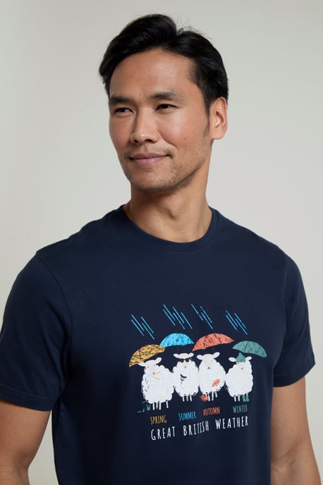 Great British Weather Men's T-Shirt Breathable Summer Casual Tee Navy - Image 4