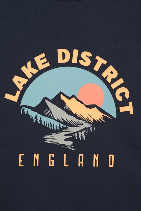 Regional Men's Lake District T-Shirt Crew Neck Breathable Everyday Tee Navy - Image 5