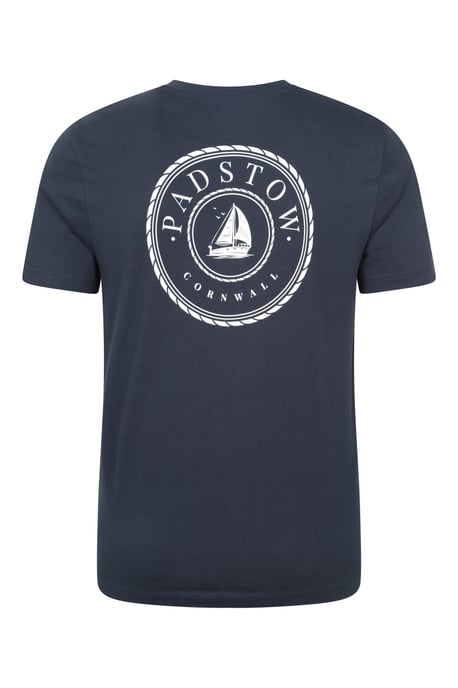 Padstow Printed Men's T-Shirt Cotton Breathable Summer Casual Tee Navy - Image 3