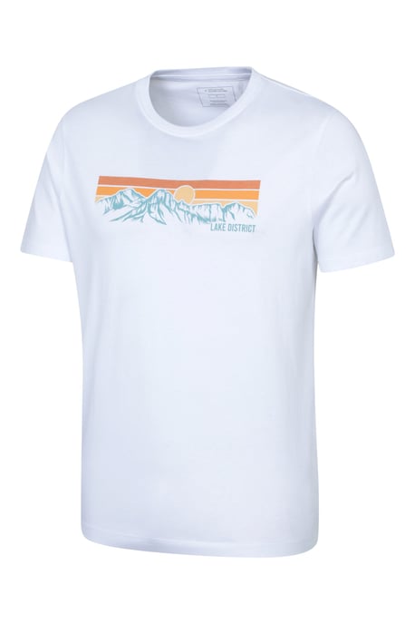 Regional Men's Lake District T-Shirt Crew Neck Breathable Everyday Tee White - Image 4
