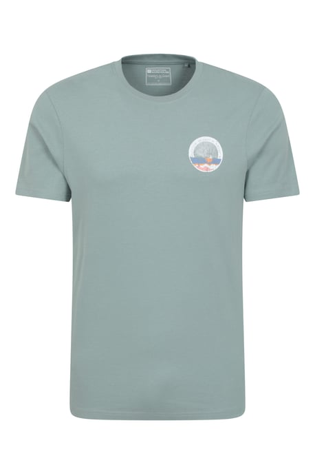 Padstow Printed Men's T-Shirt Cotton Breathable Summer Casual Tee Pale Green - Image 1