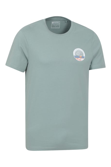 Padstow Printed Men's T-Shirt Cotton Breathable Summer Casual Tee Pale Green - Image 2