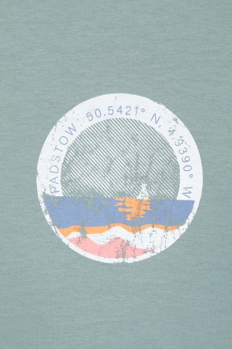 Padstow Printed Men's T-Shirt Cotton Breathable Summer Casual Tee Pale Green - Image 6