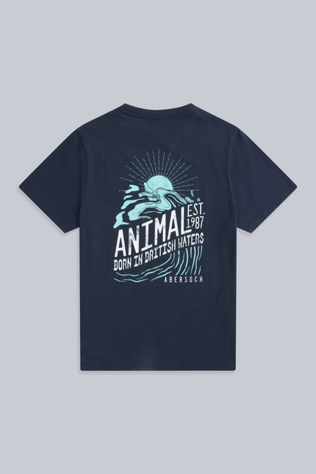 'Jacob' Men's Abersoch Regional Tee Cotton Casual Comfy T-Shirt Navy - Image 2