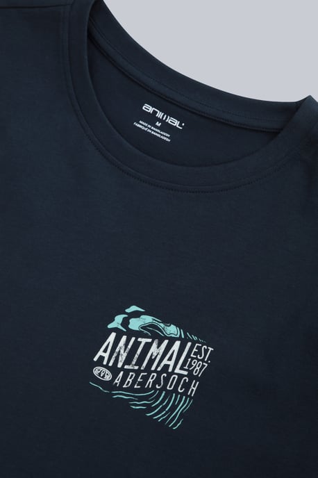 'Jacob' Men's Abersoch Regional Tee Cotton Casual Comfy T-Shirt Navy - Image 3