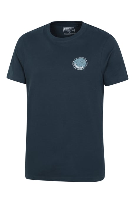 Edinburgh Tree Ring Print Men's T-Shirt Cotton Breathable Everyday Tee Dark Blue - Image 4