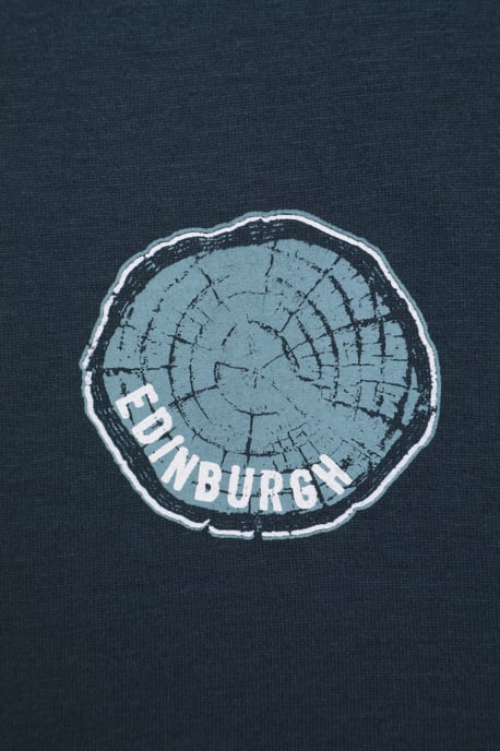 Edinburgh Tree Ring Print Men's T-Shirt Cotton Breathable Everyday Tee Dark Blue - Image 5