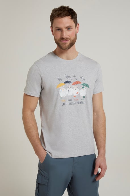 Great British Weather Men's T-Shirt Breathable Summer Casual Tee Grey - Image 1