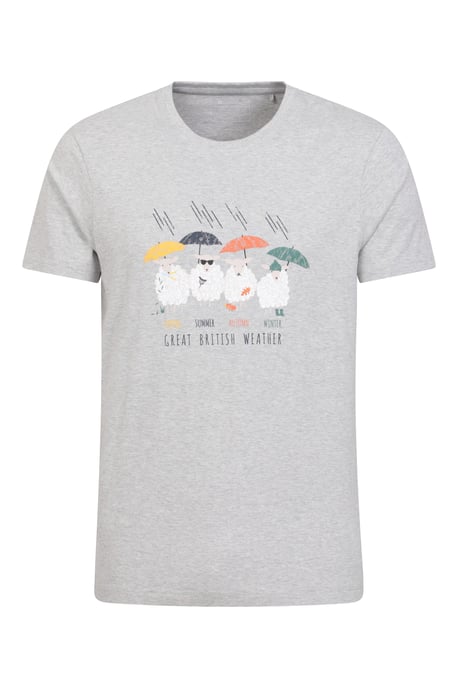 Great British Weather Men's T-Shirt Breathable Summer Casual Tee Grey - Image 5