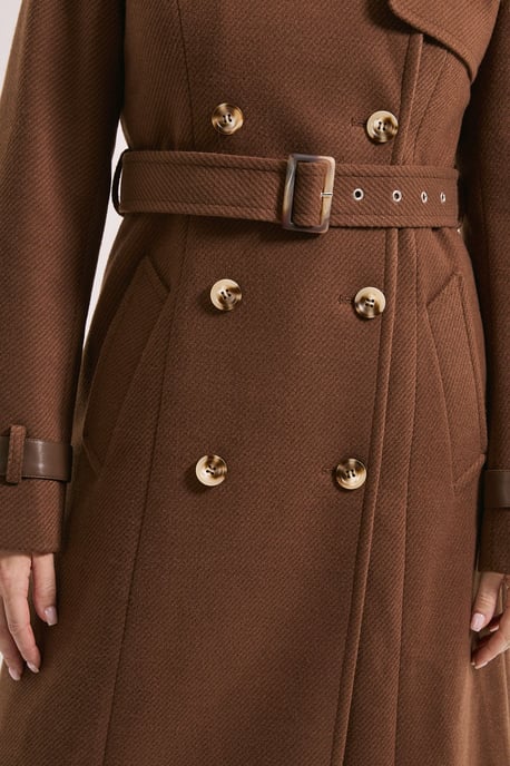 Cuff Detail Buttoned Longline Coat - Image 5