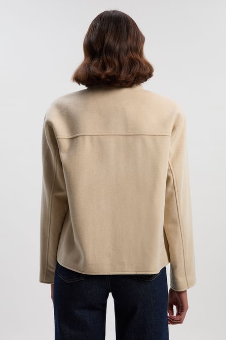 Brushed Wool  Funnel Neck Tailored Short Coat - Image 4